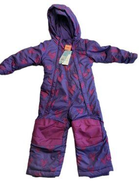 Cat & Jack Toddler Girls Purple Heart Print Snowsuit Bunting 2T NWT Warmest